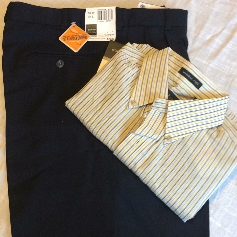 DOCKERS Men’s Navy gabardine dress pants Worsted wool all season vintage pleated